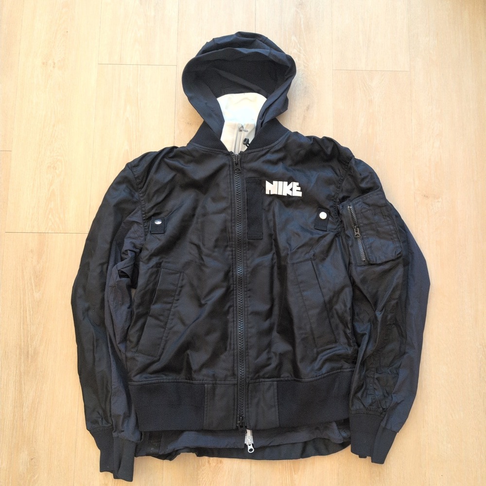Nike x Sacai Layered Men's XS Bomber Combo Jacket Black White Designer